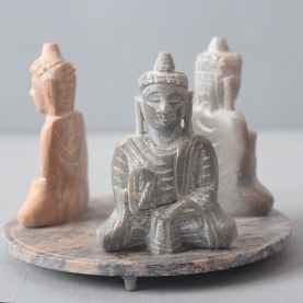 Indian soapstone candle stand 3 Buddhas