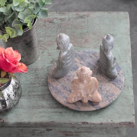 Indian soapstone candle stand 3 Buddhas