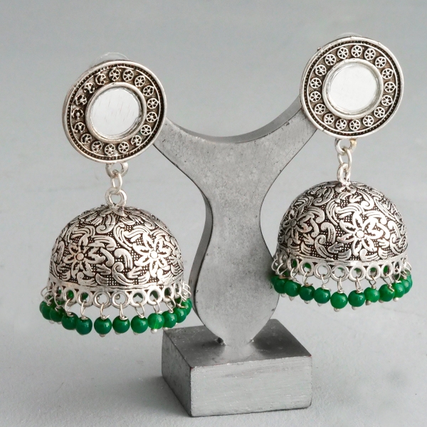 Boucles d'oreilles indiennes Jhumki longues vert