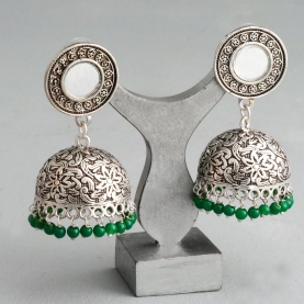 Boucles d'oreilles indiennes Jhumki longues vert