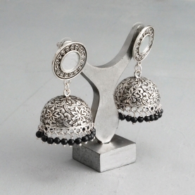 Boucles d'oreilles indiennes Jhumki longues noir