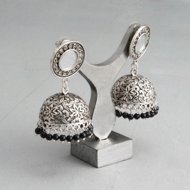 Indian long metal earrings Jhumki black