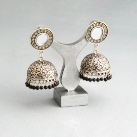 Indian long metal earrings Jhumki black