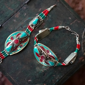 Bracelet indien antique en pierres et métal