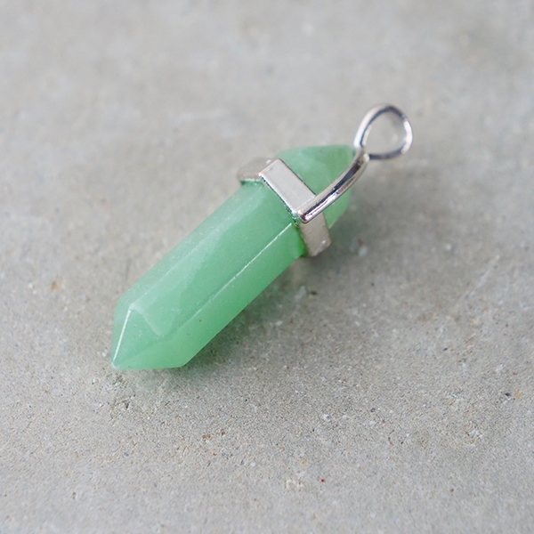 Conic 6 faces pendant with green jade stone