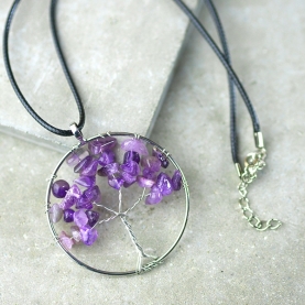Tree of life necklace with Amethyst stones