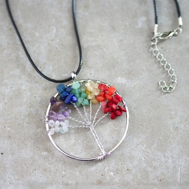 Tree of life necklace with 7 chakra stones