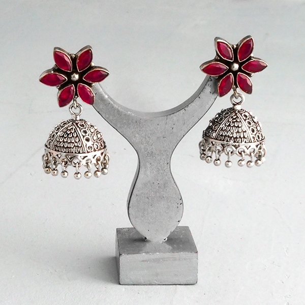 Indian earrings magenta Jhumki jewel