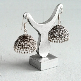 Indian handicraft metal earrings Jhumka tradition