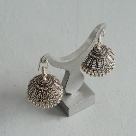 Indian handicraft metal earrings Jhumka tradition
