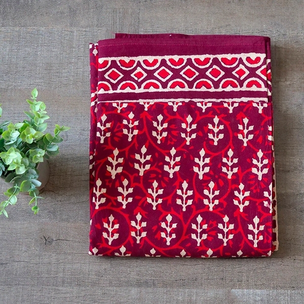 Indian printed tablecloth Dabu maroon