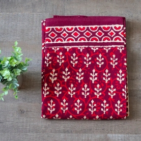 Nappe indienne en coton imprimée Dabu bordeaux