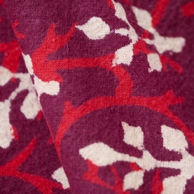 Nappe indienne en coton imprimée Dabu bordeaux