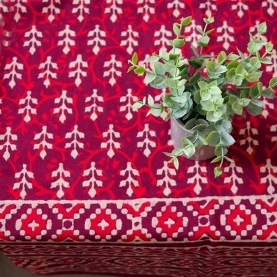 Indian printed tablecloth Dabu maroon