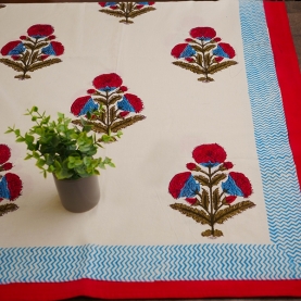 Indian handicraft printed table cover red color