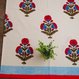 Indian handicraft printed table cover red color