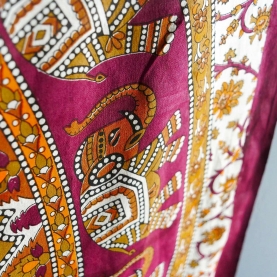 Indian cotton wall hanging Mandala maroon and orange