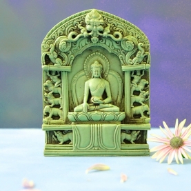 Autel Bouddha en méditation résine verte