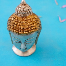 Tibetan brass Buddha head statue