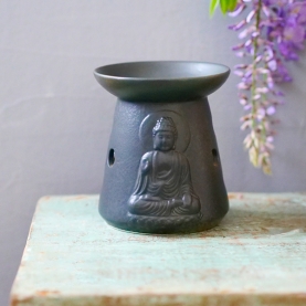 Black ceramic Buddha essential oil burner