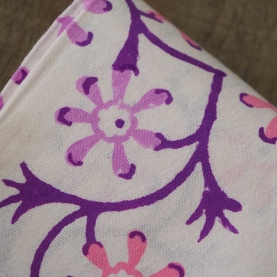 Indian handicraft printed table cover white and purple