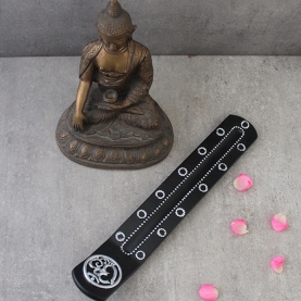 Incense stick resin stand OM silver and black