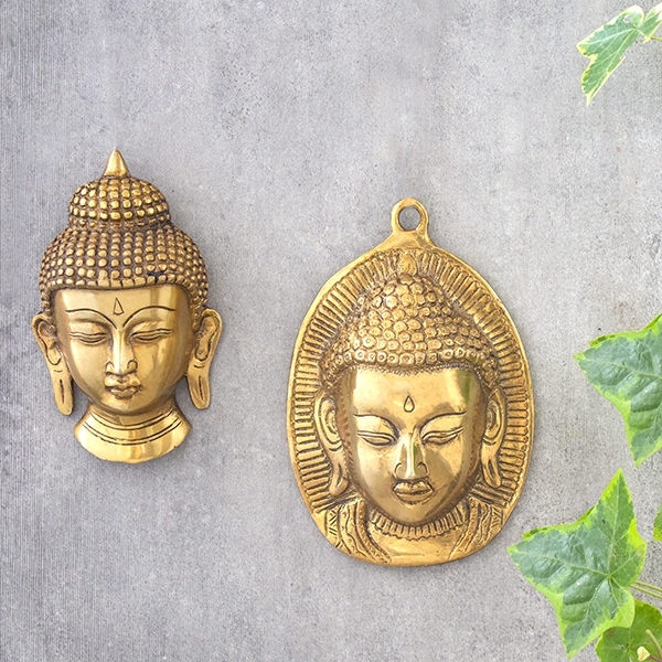 Indian brass Buddha wall mask