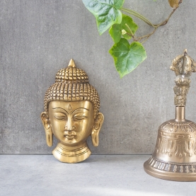 Indian brass Buddha wall mask