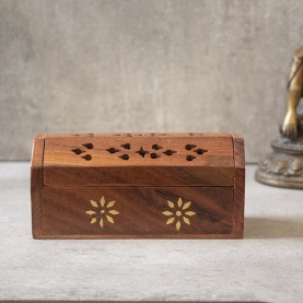 Boîte à encens indienne en bois Coffre à fleur