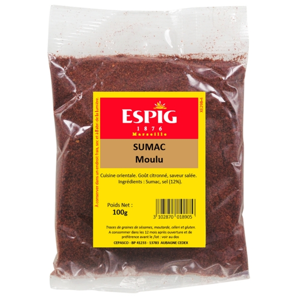 Sumac moulu épice en poudre pour cuisine 100g