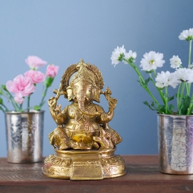 Statue dieu hindou en laiton Ganesh