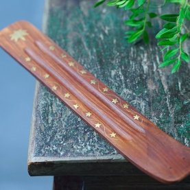 Porte-encens indien artisanal en bois double