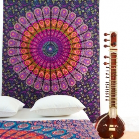 Indian cotton wall hanging Mandala purple and pink