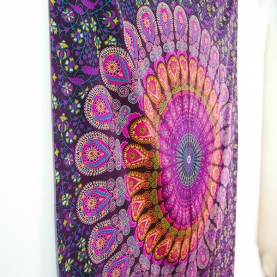 Indian cotton wall hanging Mandala purple and pink