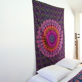 Indian cotton wall hanging Mandala purple and pink