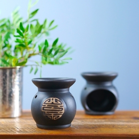 Ceramic essential oil burner zen black color