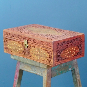 Indian wooden handicraft jewellery box L40