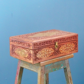 Indian wooden handicraft jewellery box L40