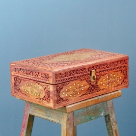 Indian wooden handicraft jewellery box L40