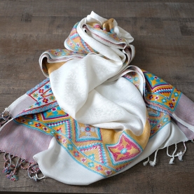 Indian mixed cotton scarf white color