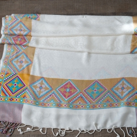 Indian mixed cotton scarf white color