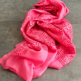 Indian stole printed cotton OM pink