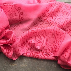 Indian stole printed cotton OM pink