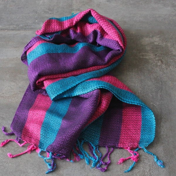 Indian mix cotton scarf pink and blue