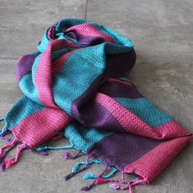 Indian mix cotton scarf pink and blue