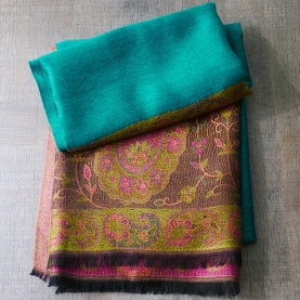 Indian Jamawar cotton scarf green color