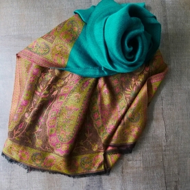 Indian Jamawar cotton scarf green color