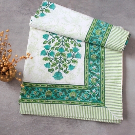 Indian handicraft printed table cover green