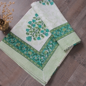 Indian handicraft printed table cover green