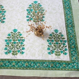 Indian handicraft printed table cover green